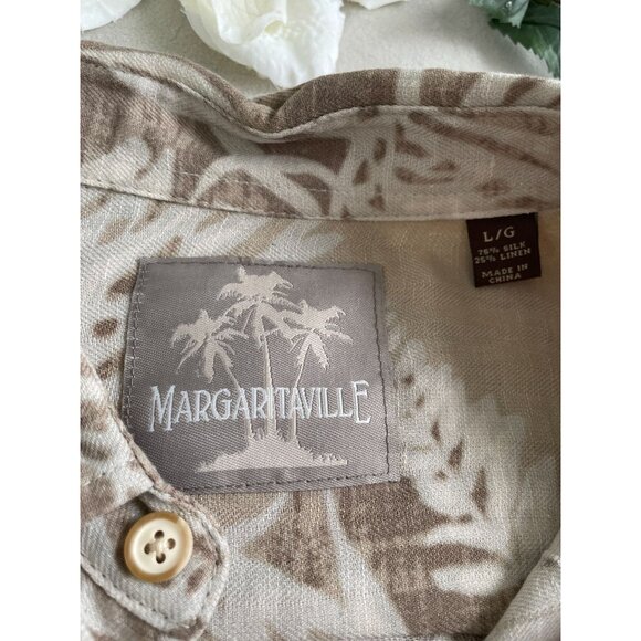 Margaritaville Hawaiian Tropical Leaf Print Button-Down Shirt Large - Picture 6 of 8